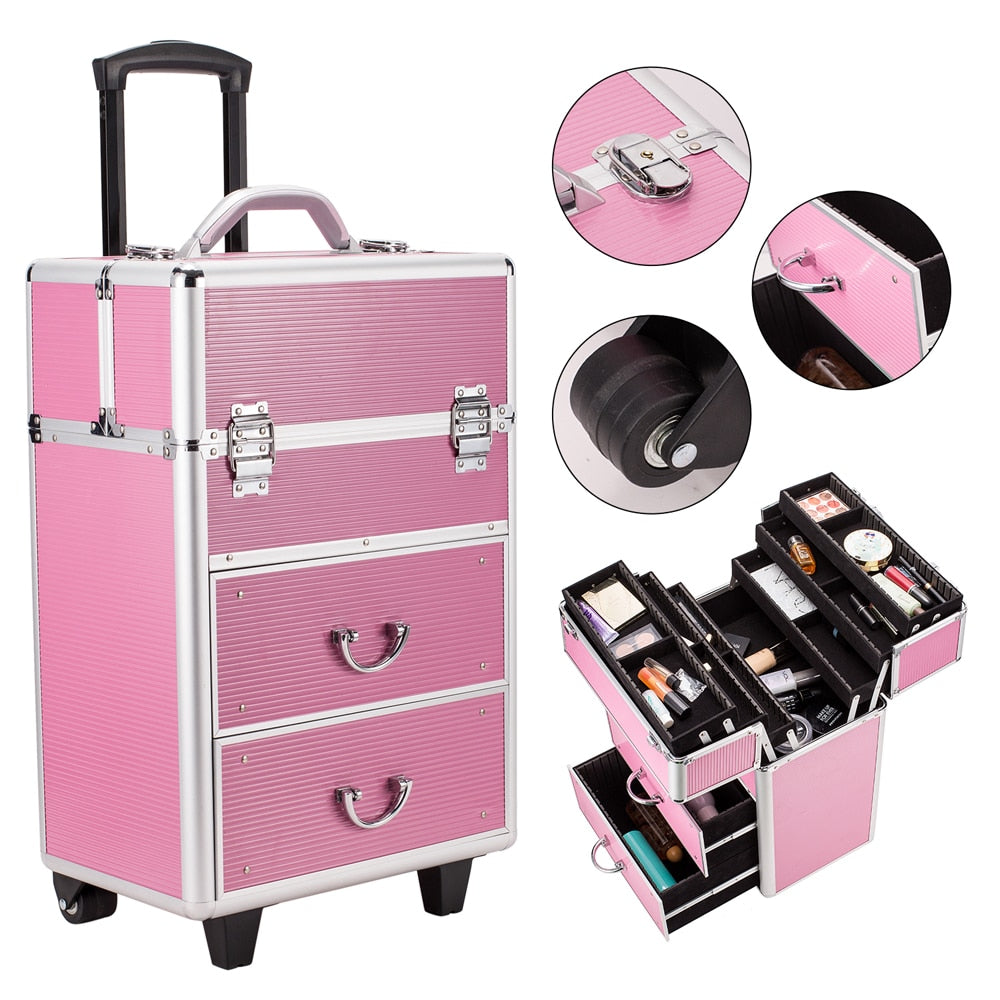 Cosmetic Makeup Case 4 Tier Lockable Cosmetic Storage