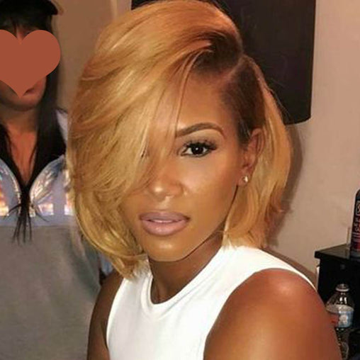 Short Straight Bob Cut U Part Lace Front Human Hair Wig