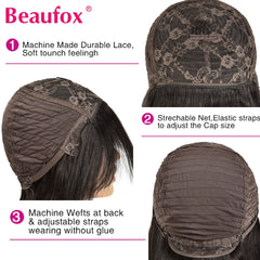 Loose Deep Wave Wig  With Bangs Malaysian Human Hair Glueless