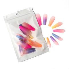 Ballerina Ombre Long Coffin Glossy Fake Nails Press On