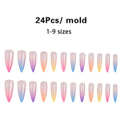 Ballerina Ombre Long Coffin Glossy Fake Nails Press On