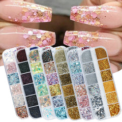 Holographic Nail Glitter Flakes Sequin 12pcs