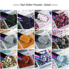 Holographic Nail Glitter Flakes Sequin 12pcs