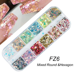 Holographic Nail Glitter Flakes Sequin 12pcs