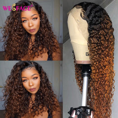 Brown Ombre Human Hair Wig 13x4 Curly Lace Front