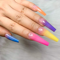 Ballerina Ombre Long Coffin Glossy Fake Nails Press On