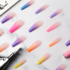 Ballerina Ombre Long Coffin Glossy Fake Nails Press On