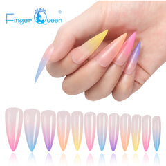 Ballerina Ombre Long Coffin Glossy Fake Nails Press On