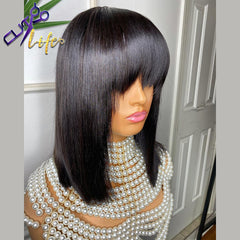 4/27 Highlight Bob Brazilian Straight Wig No Lace 100% Human Hair