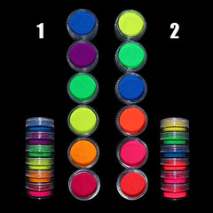 Neon Pigment Powder Fluorescent Nail Glitter Set