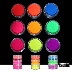 Neon Pigment Powder Fluorescent Nail Glitter Set