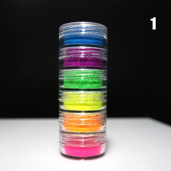 Neon Pigment Powder Fluorescent Nail Glitter Set