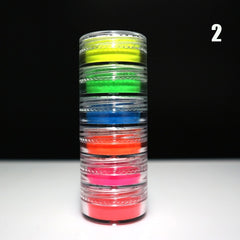 Neon Pigment Powder Fluorescent Nail Glitter Set