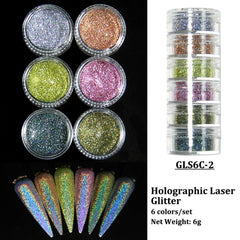 Neon Pigment Powder Fluorescent Nail Glitter Set