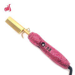 Diamond Handle Straightening Comb for All Hair Textures (Pink) Straightening Iron