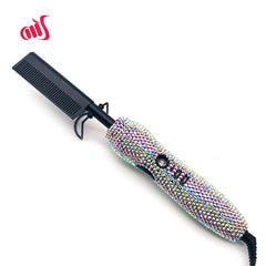 Diamond Handle Straightening Comb for All Hair Textures (Pink) Straightening Iron