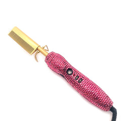 Diamond Handle Straightening Comb for All Hair Textures (Pink) Straightening Iron