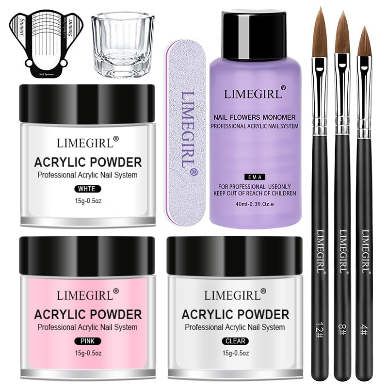 Nail Acrylic Powder and Liquid Monomer Manicure Set Kit