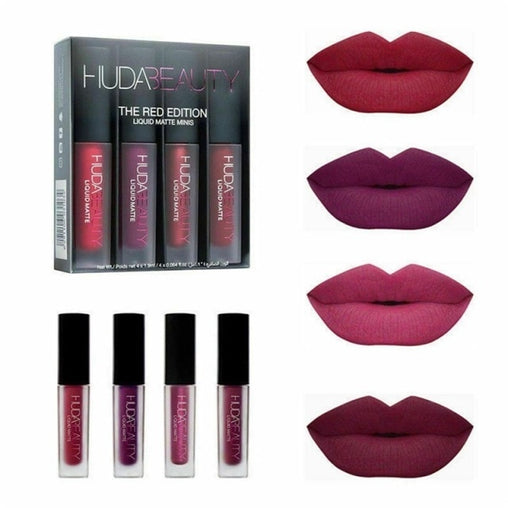 Huda Mini Matte Lipstick 4 Pack Sets Waterproof Non-fading
