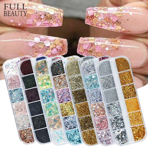 Holographic Nail Glitter Flakes Sequin 12pcs