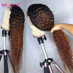 Brown Ombre Human Hair Wig 13x4 Curly Lace Front
