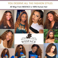 Brown Ombre Human Hair Wig 13x4 Curly Lace Front