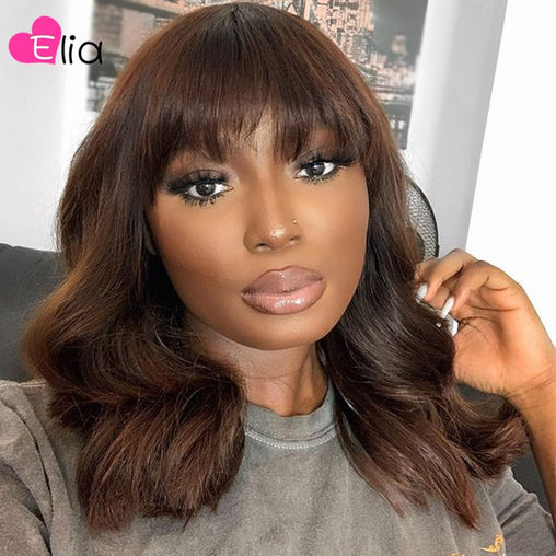 Body Wave Human Hair Wig With Bangs