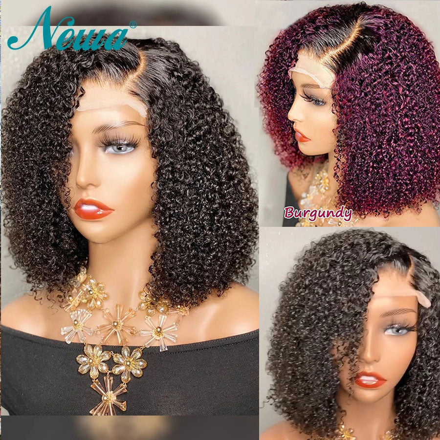 Curly Short Bob Ombre Human Hair Wig