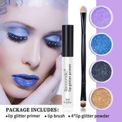 Powder Glitter Primer Lip Gloss Set