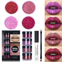 Powder Glitter Primer Lip Gloss Set