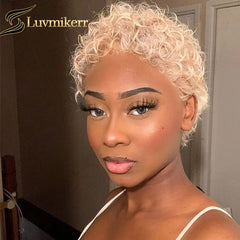Pink Pixie Cut Short Bob Human Hair