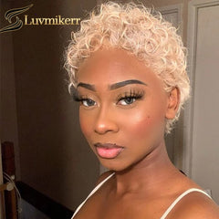 Pink Pixie Cut Short Bob Human Hair