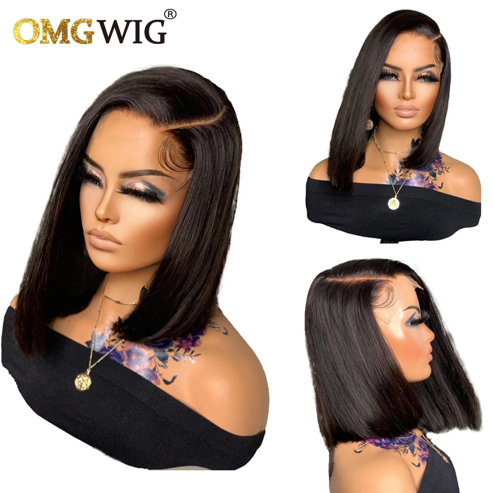 Bone Straight Bob 4x4 Lace Closure Blunt Cut Human Hair