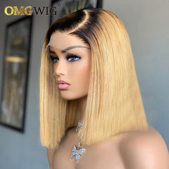 Bone Straight Bob 4x4 Lace Closure Blunt Cut Human Hair