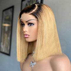 Bone Straight Bob 4x4 Lace Closure Blunt Cut Human Hair