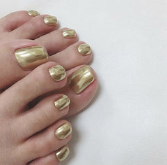 Glossy Crystal Toenails Press on Nails Red 3D Bling Square Pedicure Foot Full Cover
