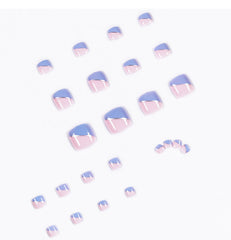 Glossy Crystal Toenails Press on Nails Red 3D Bling Square Pedicure Foot Full Cover