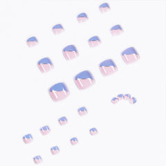 Glossy Crystal Toenails Press on Nails Red 3D Bling Square Pedicure Foot Full Cover