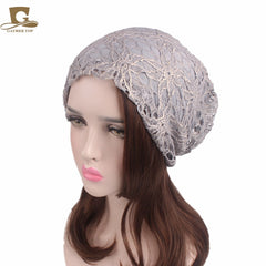 Metallic Lace Flower Slouchy Baggy Cap