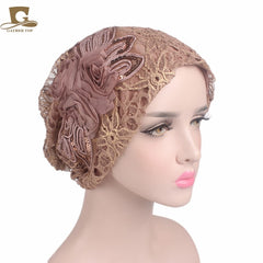 Metallic Lace Flower Slouchy Baggy Cap