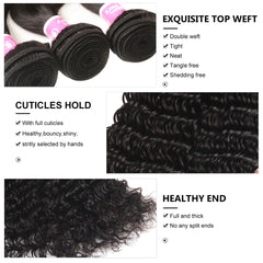Brazilian Deep Wave Remy Human Hair Bundles With Closure