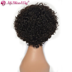 Natural Curly 6 Inches Short Bob Brazilian Remy Human Hair Wig