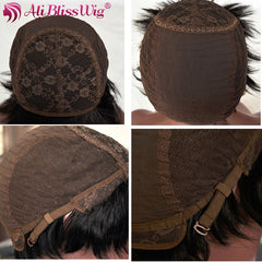 Natural Curly 6 Inches Short Bob Brazilian Remy Human Hair Wig