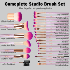 JAF 26pcs Gold Makeup Brush Set with Zipper Case Travel Cosmetic Bag