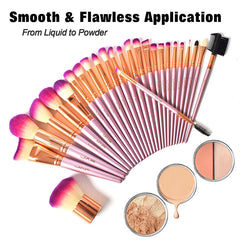 JAF 26pcs Gold Makeup Brush Set with Zipper Case Travel Cosmetic Bag