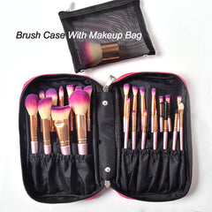 JAF 26pcs Gold Makeup Brush Set with Zipper Case Travel Cosmetic Bag