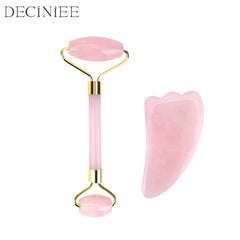 Natural Crystal Stone Face  Massager Rose & Jade Quartz