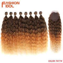 Water Wave Hair Bundles With Closure Synthetic Hair Extensions 20 Inch
