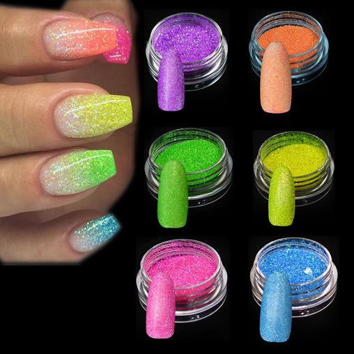 Fluorescent Nail Art Glitters Powder Dust
