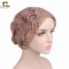 Metallic Lace Flower Slouchy Baggy Cap